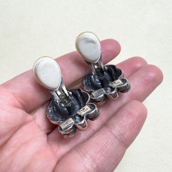Dian Malouf 925 Sterling Silver Clip On Earrings - Picture 5 of 12
